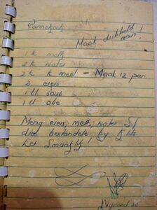 Original handwritten recipe